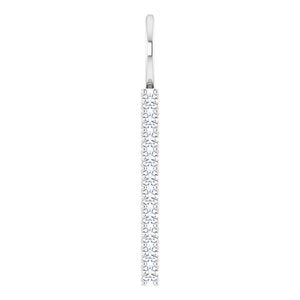 Women's Long Vertical 1/6 Carat Diamond Bar Pendant Charm In 14K White Gold