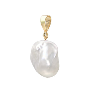 Jean Joaillerie Large White Baroque Freshwater Pearl 14K Gold Vermeil Slip On Pendant