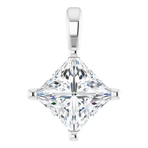 1 And 1/4 Carat Square Diamond Solitaire Charm Pendant In 14K Yellow Gold