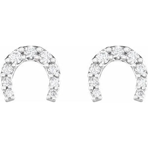 1/6 Carat Diamond Horseshoe Earrings In 14K White Gold