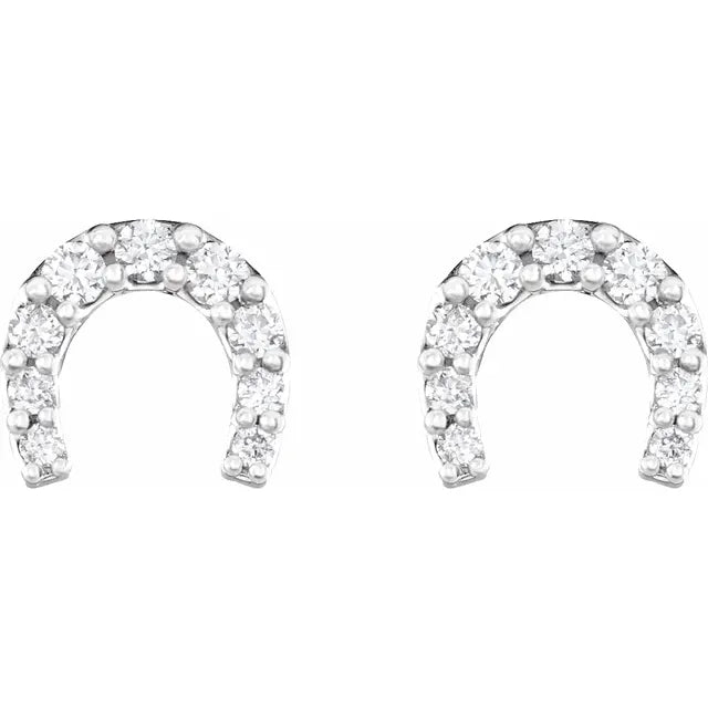 1/6 Carat Diamond Horseshoe Earrings In Platinum