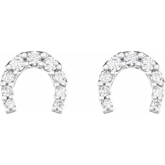 1/6 Carat Diamond Horseshoe Earrings In 14K White Gold