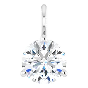 1/2 Carat Round Diamond Solitaire Charm Pendant In 14K White Gold