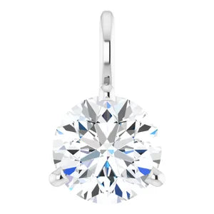 1/2 Carat Round Diamond Solitaire Charm Pendant In Sterling Silver
