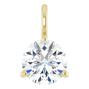 1/2 Carat Round Diamond Solitaire Charm Pendant In 14K Yellow Gold