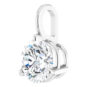 1/2 Carat Round Diamond Solitaire Charm Pendant In 14K White Gold