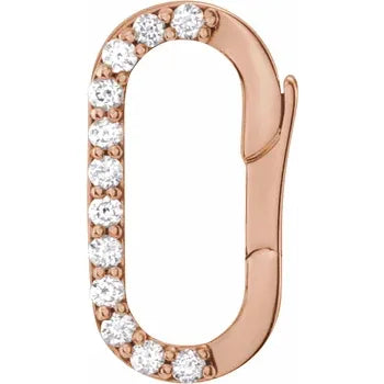Natural Diamond Oval Charm Bail In Solid 14K Rose Gold