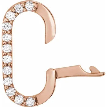 Natural Diamond Oval Charm Bail In Solid 14K Rose Gold