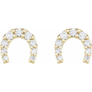 1/6 Carat Diamond Horseshoe Earrings In 14K Yellow Gold