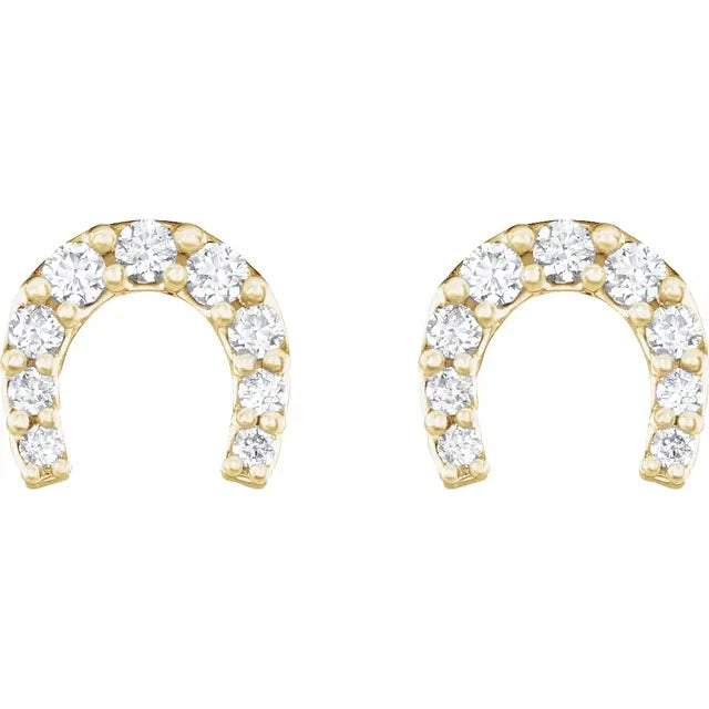 1/6 Carat Diamond Horseshoe Earrings In 14K Yellow Gold