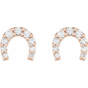 1/6 Carat Diamond Horseshoe Earrings In 14K Rose Gold