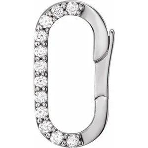 Natural Diamond Oval Charm Bail In Solid 14K White Gold