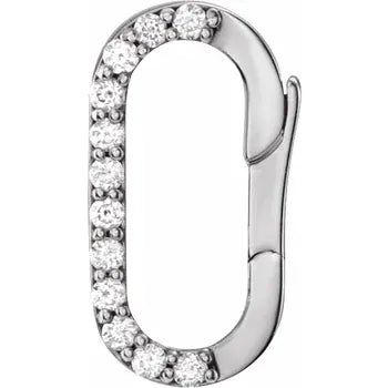 Natural Diamond Oval Charm Bail In Solid 14K White Gold