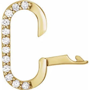 Natural Diamond Oval Charm Bail In Solid 14K Yellow Gold