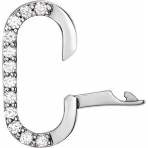 Natural Diamond Oval Charm Bail In Solid 14K Yellow Gold