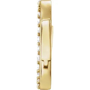 Natural Diamond Oval Charm Bail In Solid 14K Yellow Gold