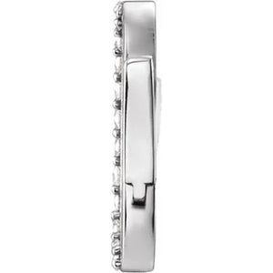 Natural Diamond Oval Charm Bail In Solid 14K White Gold