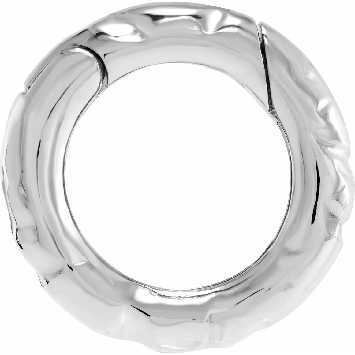Hinged Round Hammered Charm Bail In 14K White Gold