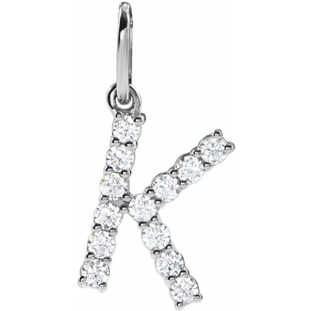 1/5 Carat Lab-Grown Diamond Initial Pendant Necklace In 14K White Gold