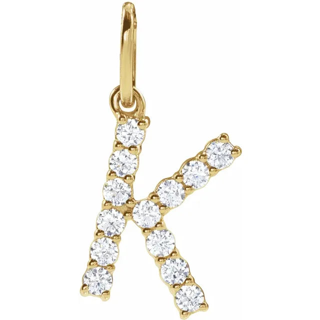 1/5 Carat Lab-Grown Diamond Initial Pendant Necklace In 14K Yellow Gold