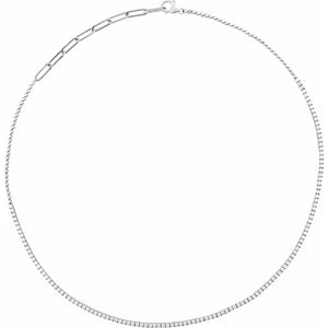 Adjustable 3 And 1/5 Carat Natural Diamond Tennis Necklace In 14K White Gold