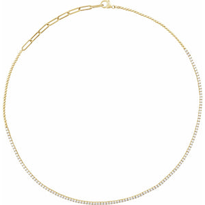 Adjustable 3 And 1/5 Carat Natural Diamond Tennis Necklace In 14K Yellow Gold
