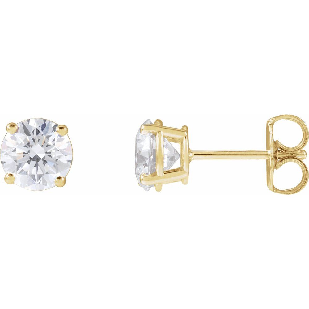 Lightweight Round Lab-Grown Diamond Stud Earrings In 14K Yellow Gold | 1-4 CTW