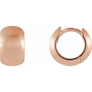 14K Brushed Rose Gold 11.5 mm Huggie Hoop Earrings