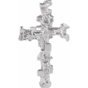 Men's Sculptural Cross Pendant In 14K White Gold Or Platinum