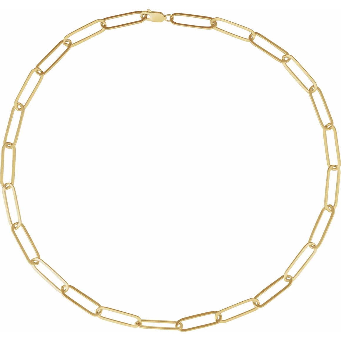 14K Yellow Gold Extra Large 6.2 mm Long Link Elongated Statement PaperClip Chain Necklace