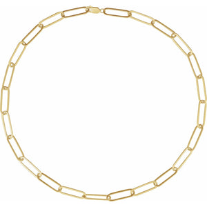 14K Yellow Gold-Filled  Extra Large 6.2 mm Long Link Elongated Statement PaperClip Chain Bracelet