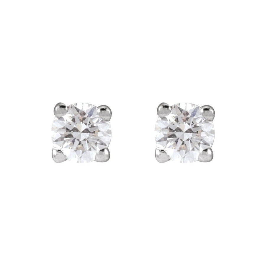 Lightweight Round Lab-Grown Diamond Stud Earrings In 14K White Gold | 1-4 CTW