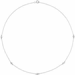 1/4 Ct Natural  Diamond 5 Station Necklace In Solid 14K White Gold
