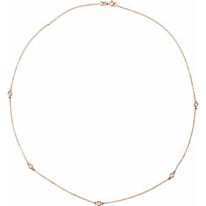 1 Ct Lab-Grown Diamond 5 Station Necklace In Solid 14K White Gold