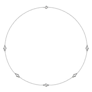 1 Ct Lab-Grown Diamond 5 Station Necklace In Solid 14K White Gold