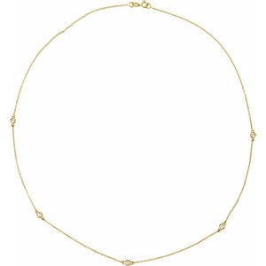 1 Ct Lab-Grown Diamond 5 Station Necklace In Solid 14K Yellow Gold