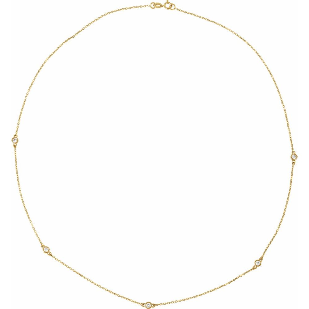1 Ct Lab-Grown Diamond 5 Station Necklace In Solid 14K Yellow Gold