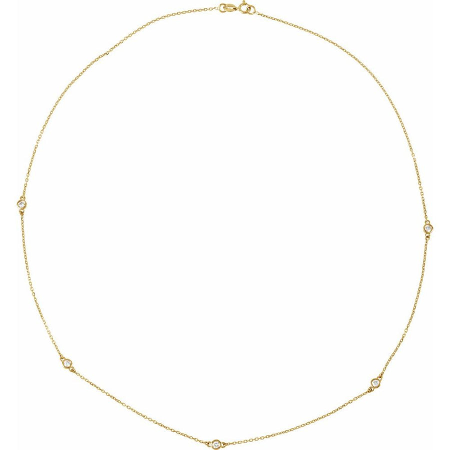 1 Ct Lab-Grown Diamond 5 Station Necklace In Solid 14K White Gold