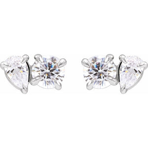 1 1/6 Ct Lab-Grown Diamond Two-Stone Stud Earrings In Solid 14K White Gold