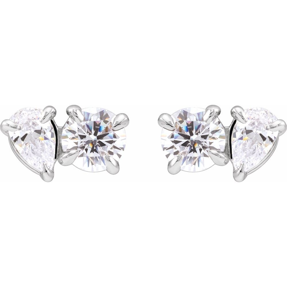 1 1/6 Ct Lab-Grown Diamond Two-Stone Stud Earrings In Solid 14K White Gold