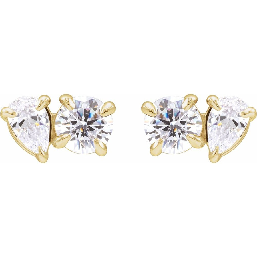 1 1/6 Ct Lab-Grown Diamond Two-Stone Stud Earrings In Solid 14K White Gold