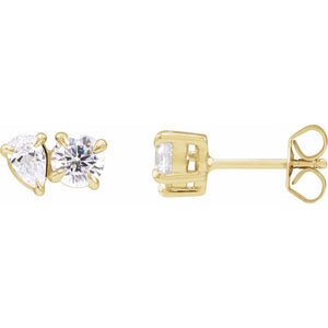 1 1/6 Ct Lab-Grown Diamond Two-Stone Stud Earrings In Solid 14K White Gold