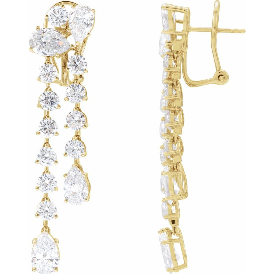 9.5 CT Lab-Grown Diamond Dangle Earrings In 14K Solid Yellow Gold