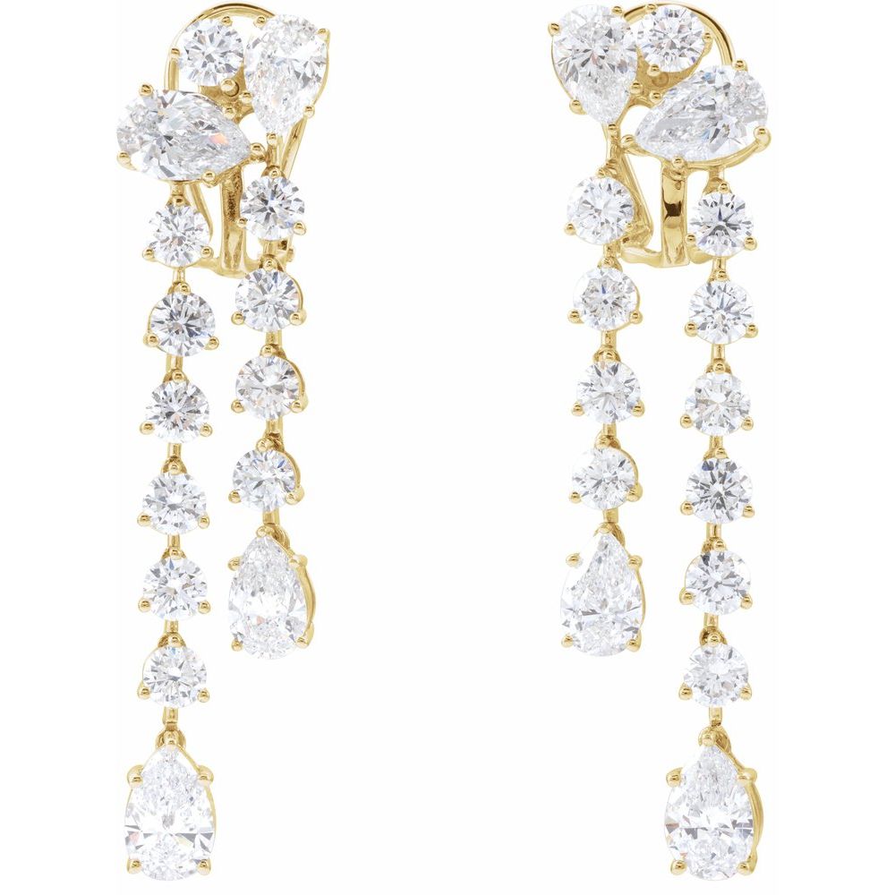 9.5 CT Lab-Grown Diamond Dangle Earrings In 14K Solid Yellow Gold