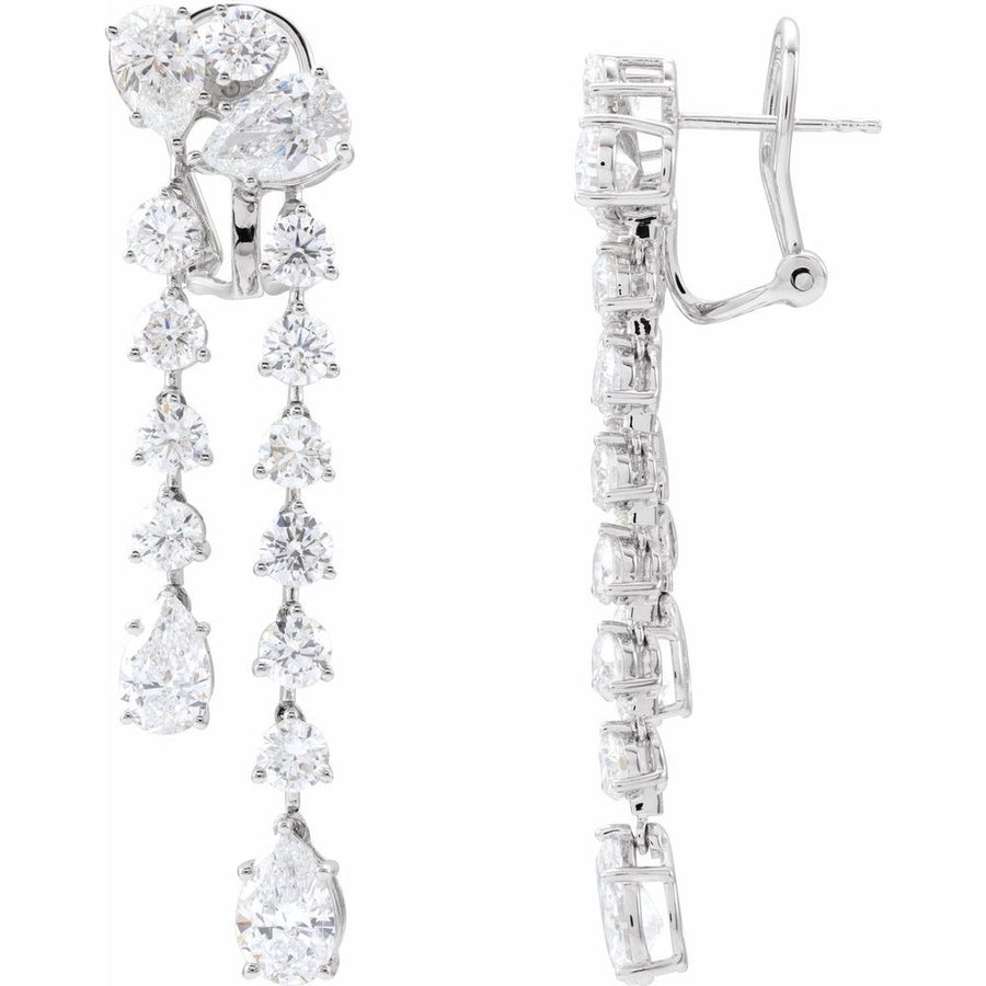 9.5 CT Lab-Grown Diamond Dangle Earrings In 14K Solid White Gold