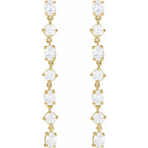 1 And 1/5 CT Lab-Grown Diamond Dangle Earrings In Solid 14K White Gold