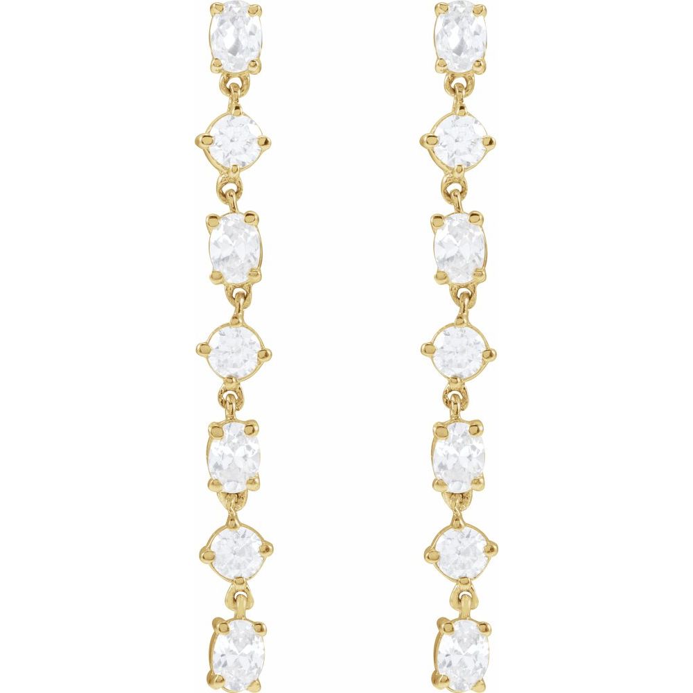 1 And 1/5 CT Lab-Grown Diamond Dangle Earrings In Solid 14K Yellow Gold