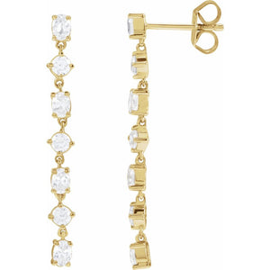1 And 1/5 CT Lab-Grown Diamond Dangle Earrings In Solid 14K White Gold