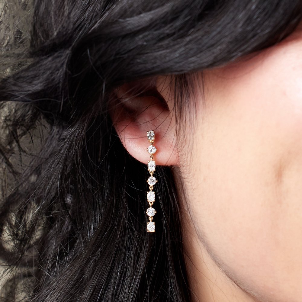 1 And 1/5 CT Lab-Grown Diamond Dangle Earrings In Solid 14K White Gold