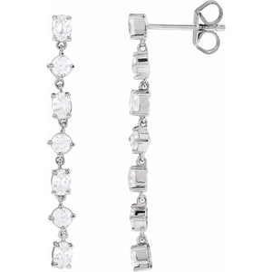 1 And 1/5 CT Lab-Grown Diamond Dangle Earrings In Solid 14K White Gold